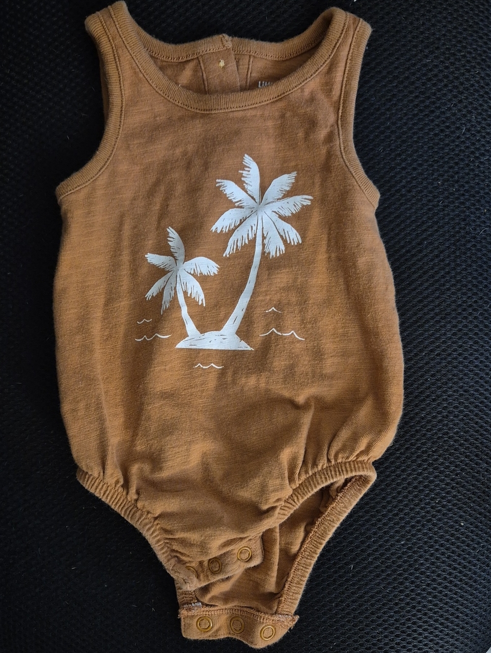One-Piece Romper in Brown with Palm Print
